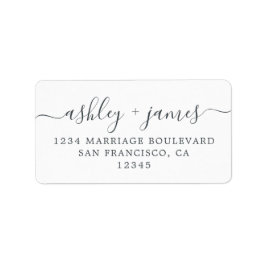 Chic Script White Wedding Return Address Label Adressaufkleber