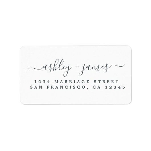 Chic Script White Wedding Return Address Label Adressaufkleber (Vorne)