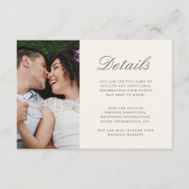 Chic Script Yellow Wedding Details Foto Begleitkarte