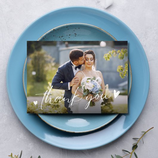 Chic Script Zwei Fotos Hochzeit Danke