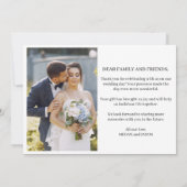 Chic Script Zwei Fotos Hochzeit Danke (Rückseite)