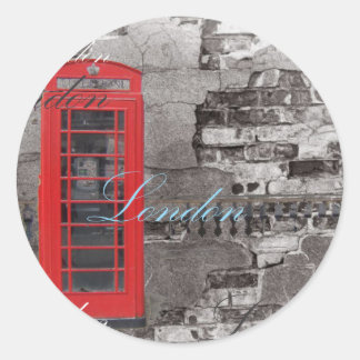 Chic Scripts London Sehenswürdigkeit Red Telefone Runder Aufkleber