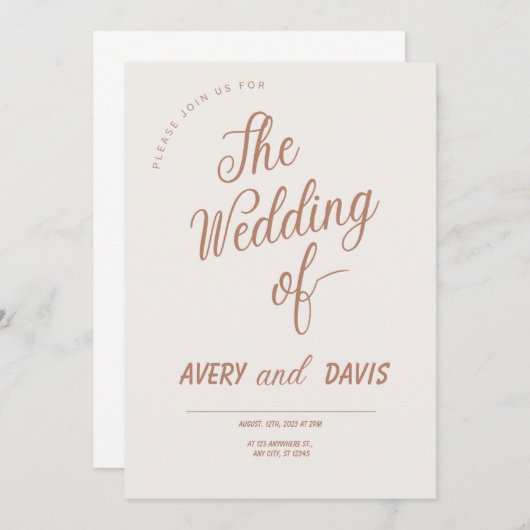 Chic Scripture Wedding Einladung (Vorne/Hinten)