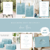 Chic Sea Glass Watercolor, Monogram Wedding Menu Menükarte