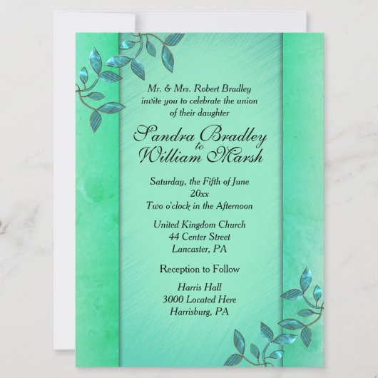 Chic Sea Green Columns Einladung (Vorderseite)