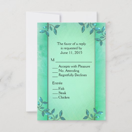 Chic Sea Green Columns RSVP Karte (Vorderseite)