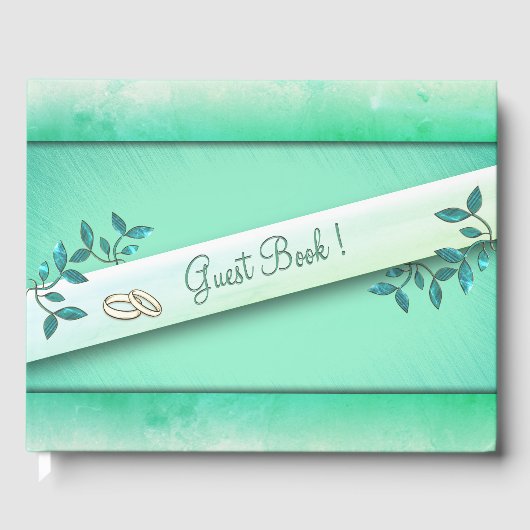 Chic Sea Green mit Rings Guest Book Gästebuch (Vorderseite)