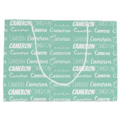 Chic Seafoam Green Custom Name Collage Birthday Große Geschenktüte (Rückseite)