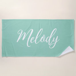 Chic Seafoam Green Custom Name Handwritten Script Strandtuch