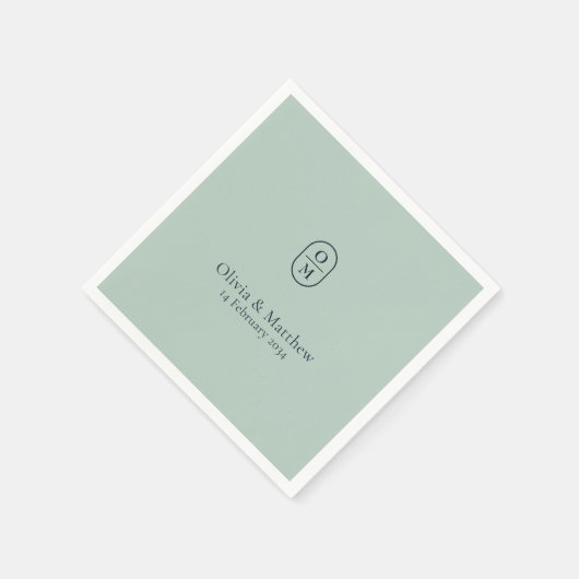 Chic Seafoam Green Modern Wedding Monogram Wedding Serviette (Ecke)