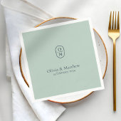 Chic Seafoam Green Modern Wedding Monogram Wedding Serviette