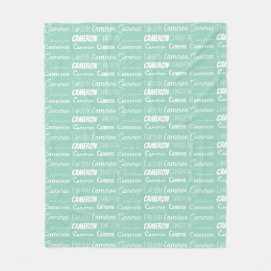 Chic Seafoam Green Personalized Name Collage Fleecedecke (Vorderseite)