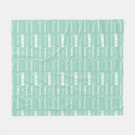 Chic Seafoam Green Personalized Name Collage Fleecedecke (Vorderseite (Horizontal))