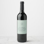 Chic Seafoam Grün Monogramm Hochzeit Weinetikett (Vorderseite)
