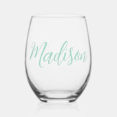 Chic Seafoam Personalisiert Name Weinglas Ohne Stiel (Vorderseite)