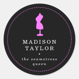 Chic Seamstress Tailor | Rosa Mannequin Black Runder Aufkleber