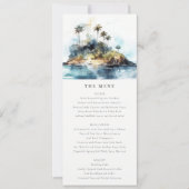 Chic Seascape Palm Tree Island Wedding Menu Card Einladung (Vorderseite)