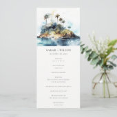 Chic Seascape Palm Tree Island Wedding Programm (Stehend Vorderseite)