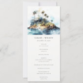 Chic Seascape Palm Tree Island Wedding Programm (Vorderseite)