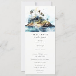 Chic Seascape Palm Tree Island Wedding Programm
