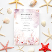Chic Seashells Coral Underwater QR Code Hochzeit Einladung