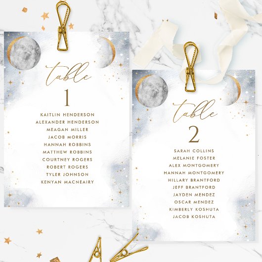 Chic Seating Plan Celestial Cards mit Gästennamen