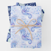 Chic Seepferd Girly Ocean Pattern Baby Girl Geschenkpapier Set (Beispiel)