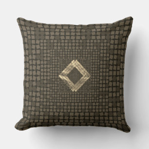 Chic sepia & gold throw pillow, abstrakte design kissen