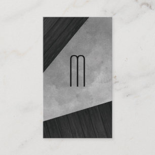 Chic Sepia Watercolor Wood Monogram Visitenkarte