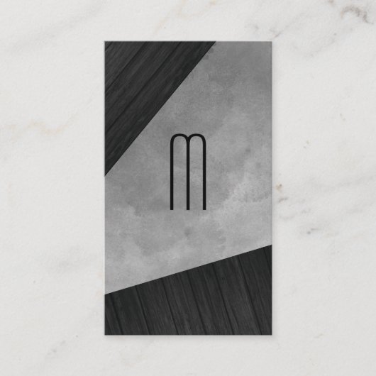 Chic Sepia Watercolor Wood Monogram Visitenkarte (Vorderseite)