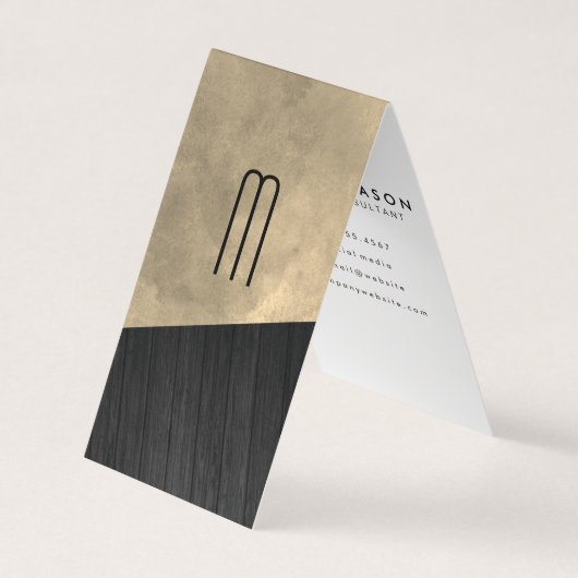 Chic Sepia Watercolor Wood Monogram Visitenkarten (Vorderseite)
