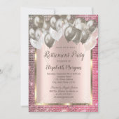 Chic Sequins Balloons Rose Goldene Rente Einladung (Vorderseite)