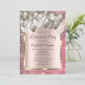 Chic Sequins Balloons Rose Goldene Rente Einladung (Stehend Vorderseite)