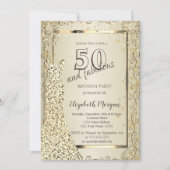 Chic Sequins Dress Gold 50. Geburtstag Einladung (Vorderseite)