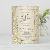 Chic Sequins Dress Gold 50. Geburtstag Einladung (Stehend Vorderseite)