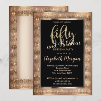 Chic Sequins Frame 50. Geburtstag Einladung