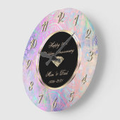 Chic Shadow Gold Mandala 25th Wedding Anniversary Große Wanduhr (Winkel)