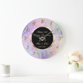 Chic Shadow Gold Mandala 25th Wedding Anniversary Große Wanduhr (Zuhause)