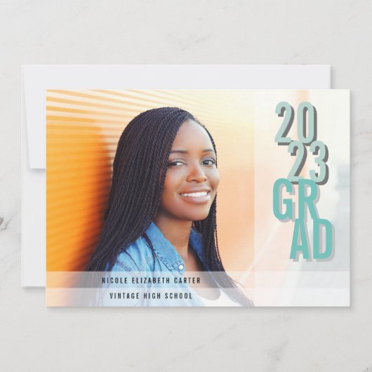 Chic Shadows Aqua | Foto Graduation Party Einladung (Vorderseite)