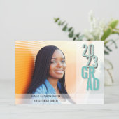 Chic Shadows Aqua | Foto Graduation Party Einladung (Stehend Vorderseite)