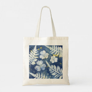 Chic Shamrock und Farne Cyanotypie Alltags-Kunst Tragetasche
