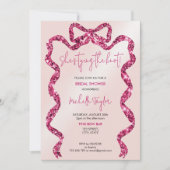 Chic She zähmt das Brautparty des Knot-Pink-Bows Einladung (Vorderseite)