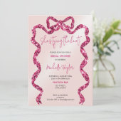 Chic She zähmt das Brautparty des Knot-Pink-Bows Einladung (Stehend Vorderseite)