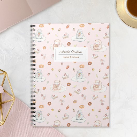 Chic Sheep & Pinguin Desserts Muster Pink Name Notizblock