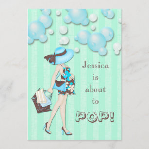 Chic She's About to Pop Boys Baby Shower Einladung