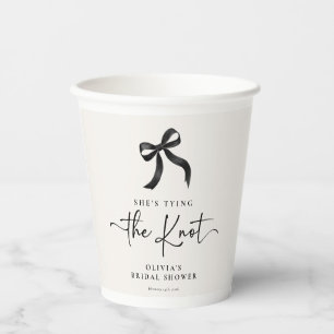 Chic She's The Knot Black Bow Brautparty Pappbecher