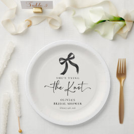 Chic She's The Knot Black Bow Brautparty Pappteller