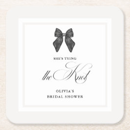 Chic 'She's The Knot Black Bow Brautparty Rechteckiger Pappuntersetzer