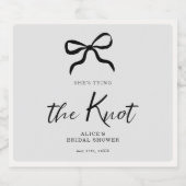 Chic She's The Knot Black Bow Brautparty Schaumweinetikett (Einzelnes Label)