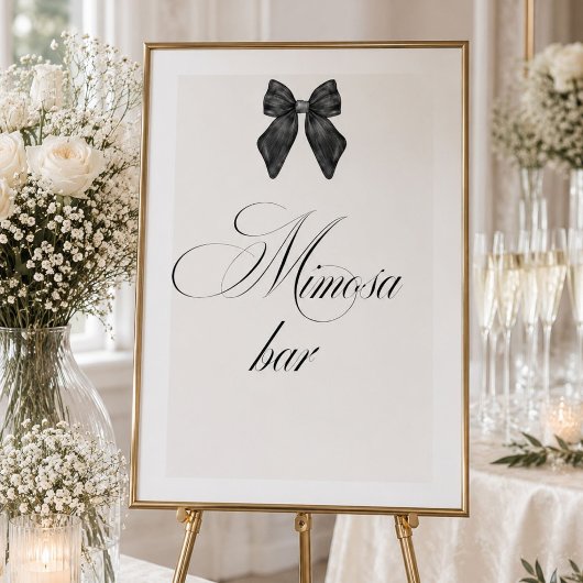 Chic 'She's The Knot Black Bow Mimosa Bar Poster